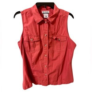 Columbia Sportswear Salmon Colored Button Up Vest w/ Chest Button Pockets Large